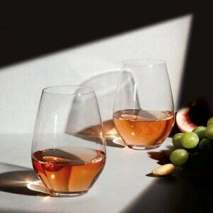 🍒 Krosno Poland Set of 4 Stemless Wine Glasses Clear Glass Modern Minimalist